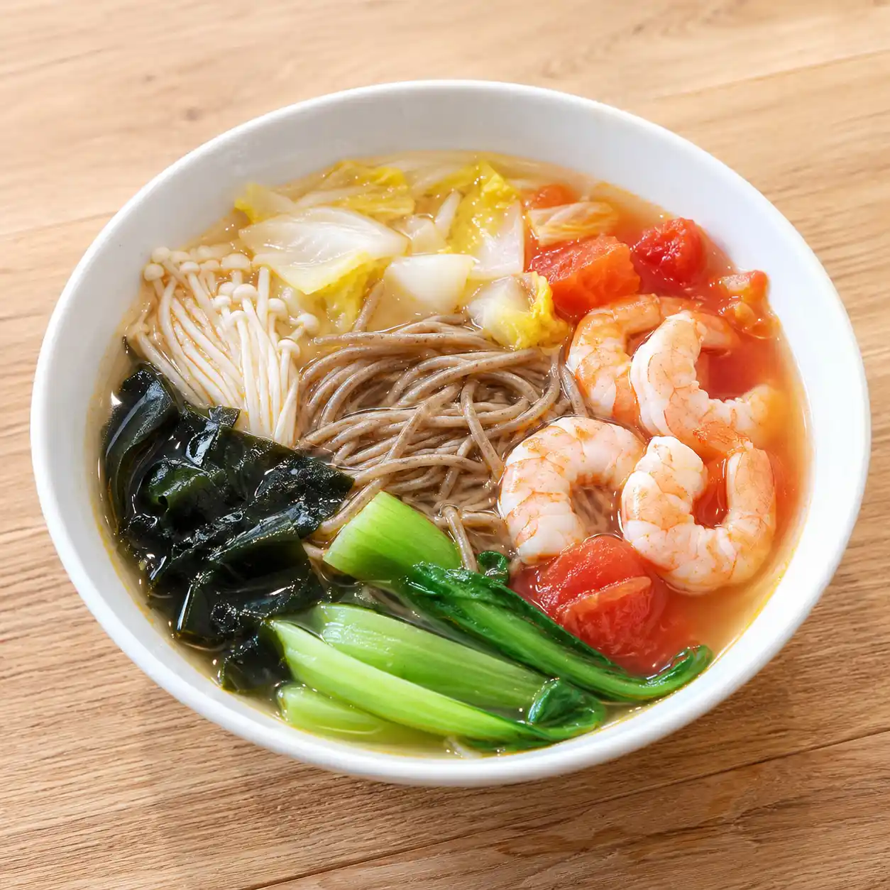 番茄蝦仁半份蕎麥湯麵
