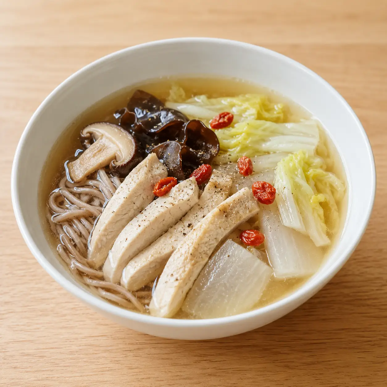 藥膳雞柳半份蕎麥湯麵