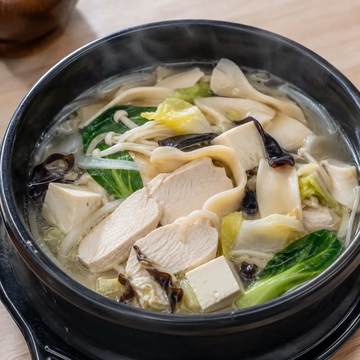 韓式刀削麵風杏鮑菇寬絲湯