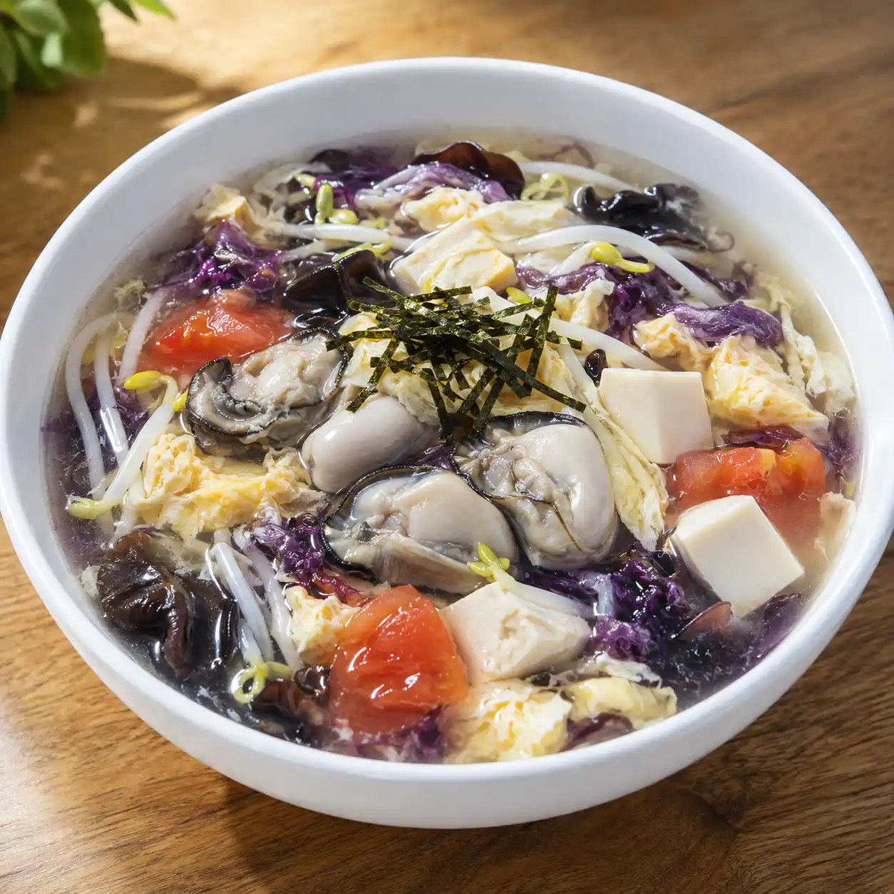 紫菜鮮蚵綠豆芽蛋花麵