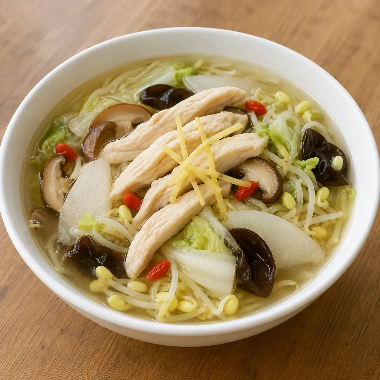 藥膳雞柳黃豆芽湯麵
