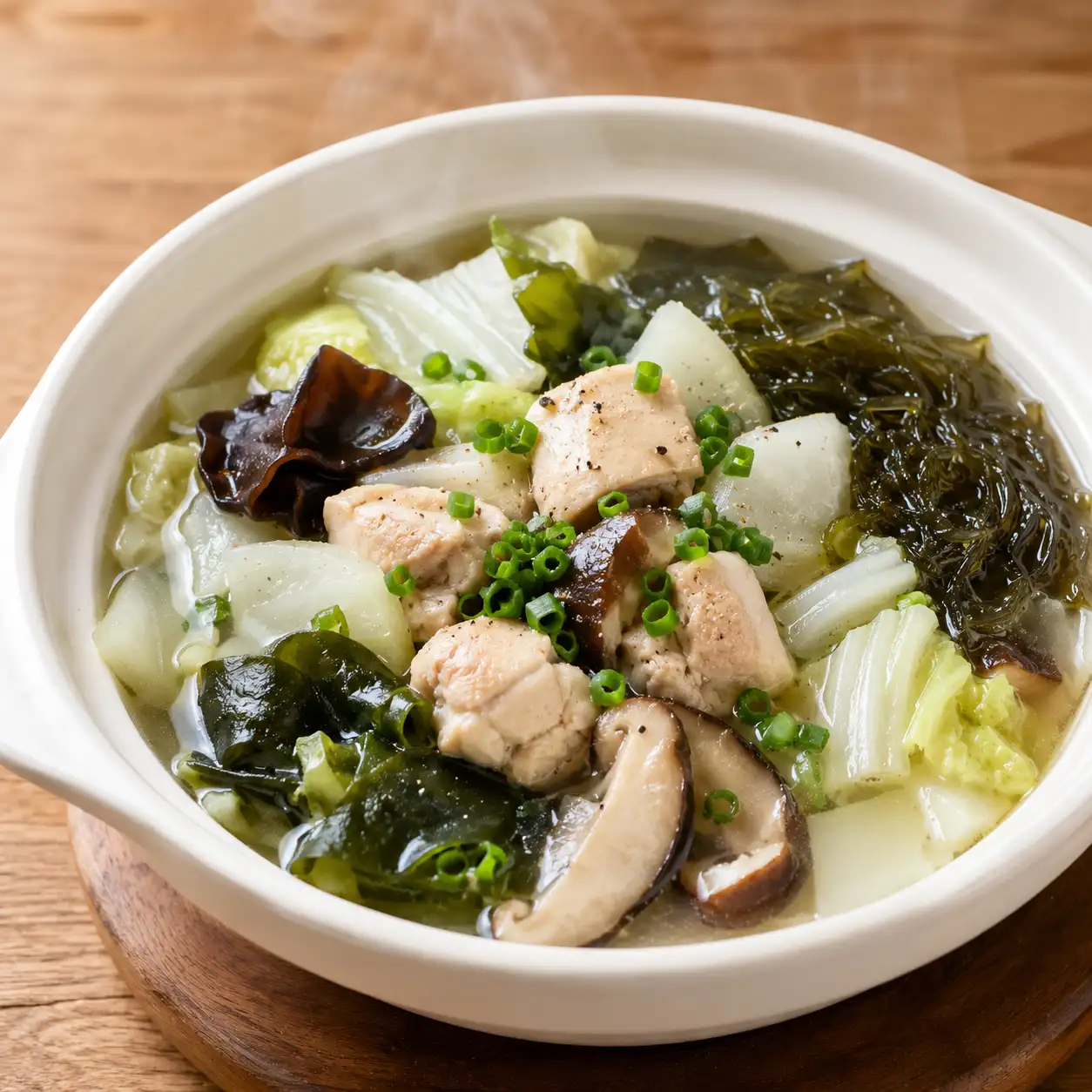 白胡椒雞肉海藻白菜煲
