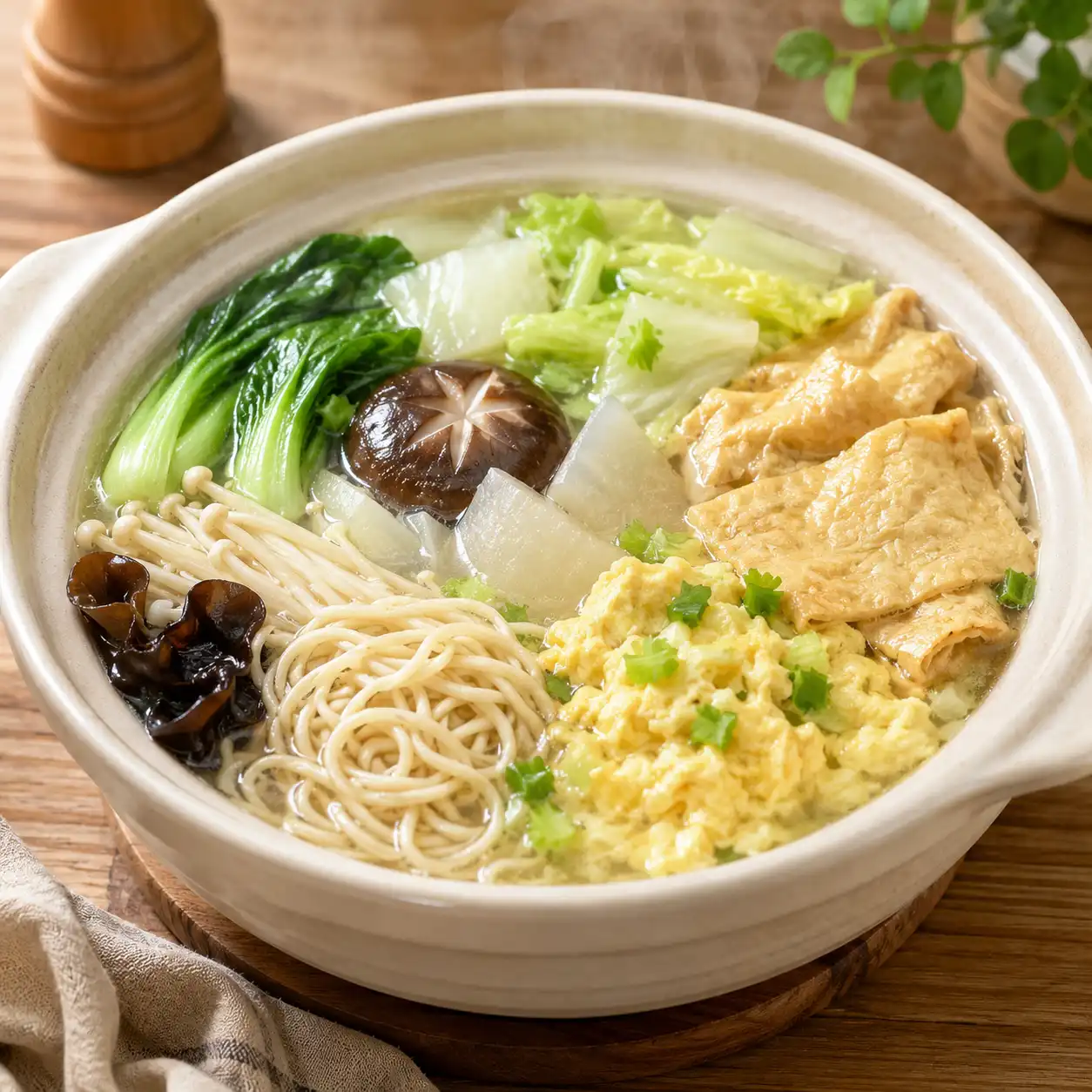 芹菜蛋花豆皮鍋燒麵