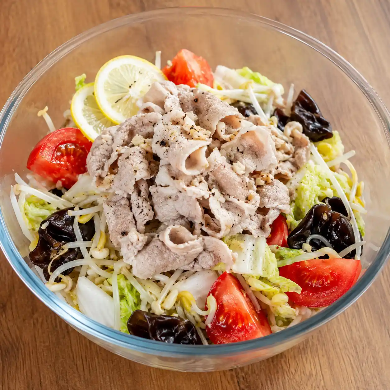 檸檬瘦豬肉豆芽菇沙拉