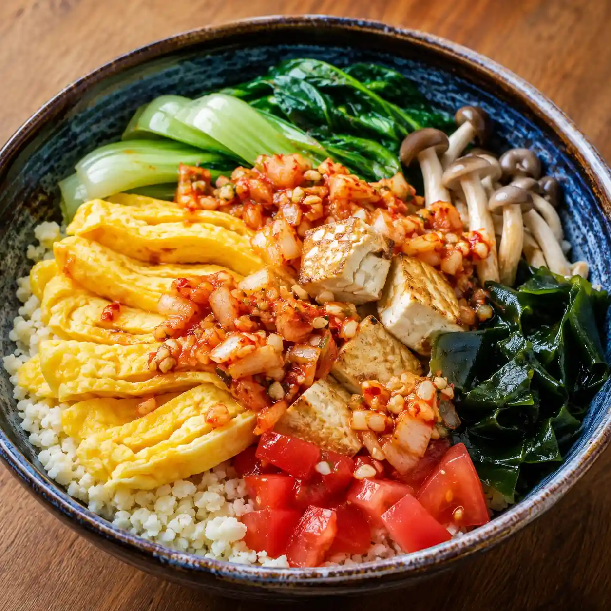 韓式泡菜雞蛋豆腐花椰米沙拉碗