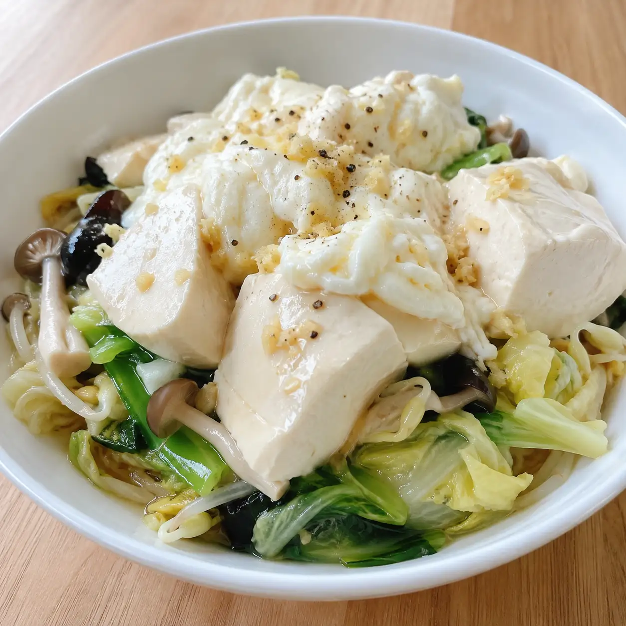 梅醋蛋白豆腐白菜溫沙拉