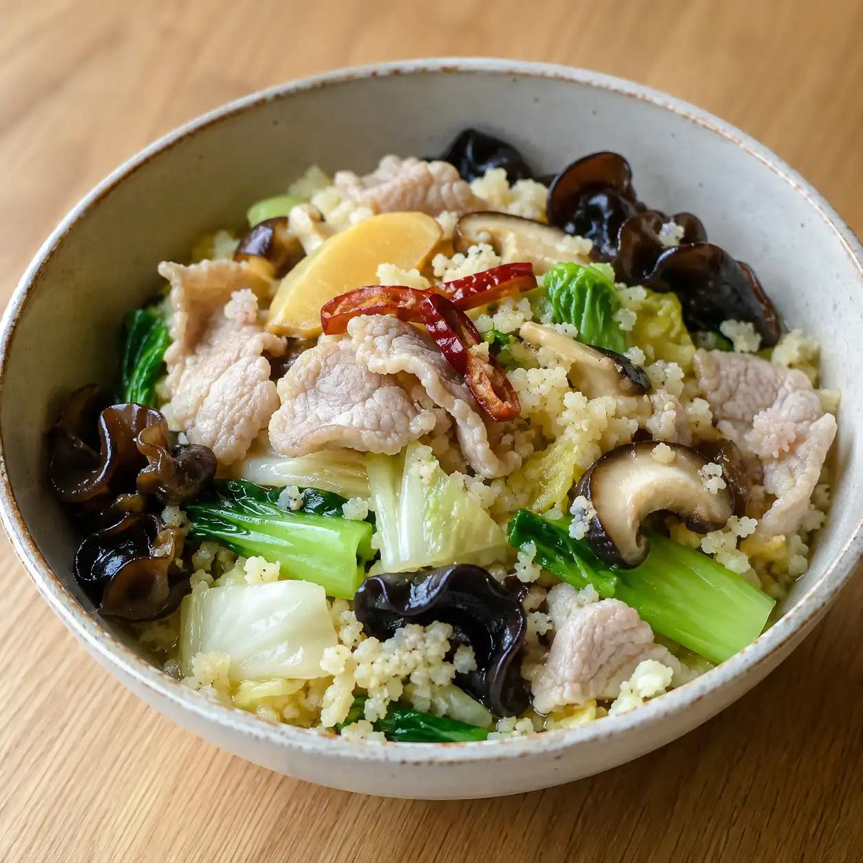 藥膳感瘦肉木耳花椰米碗