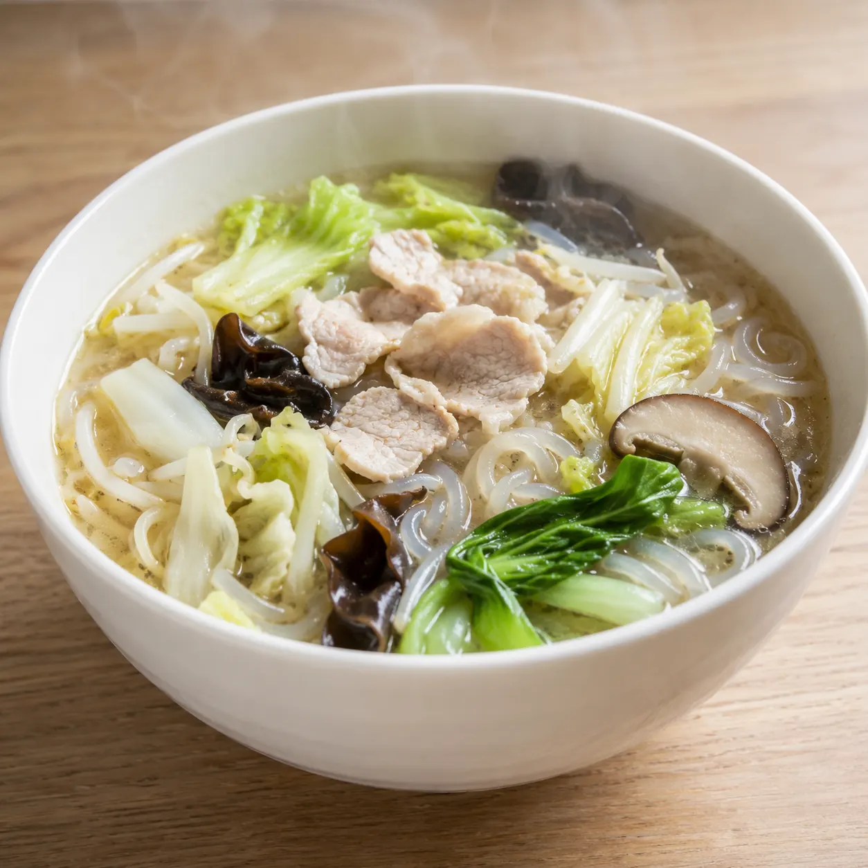 瘦肉白菜胡椒蒟蒻麵