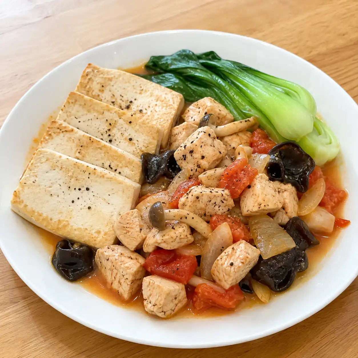 雞胸豆腐番茄溫早餐盤