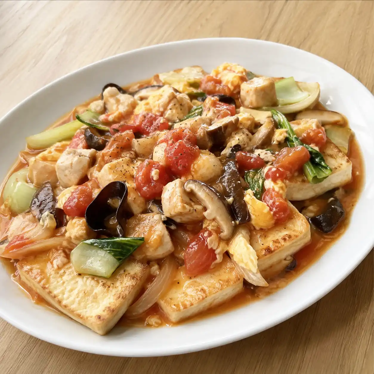 雞胸番茄滑蛋豆腐盤