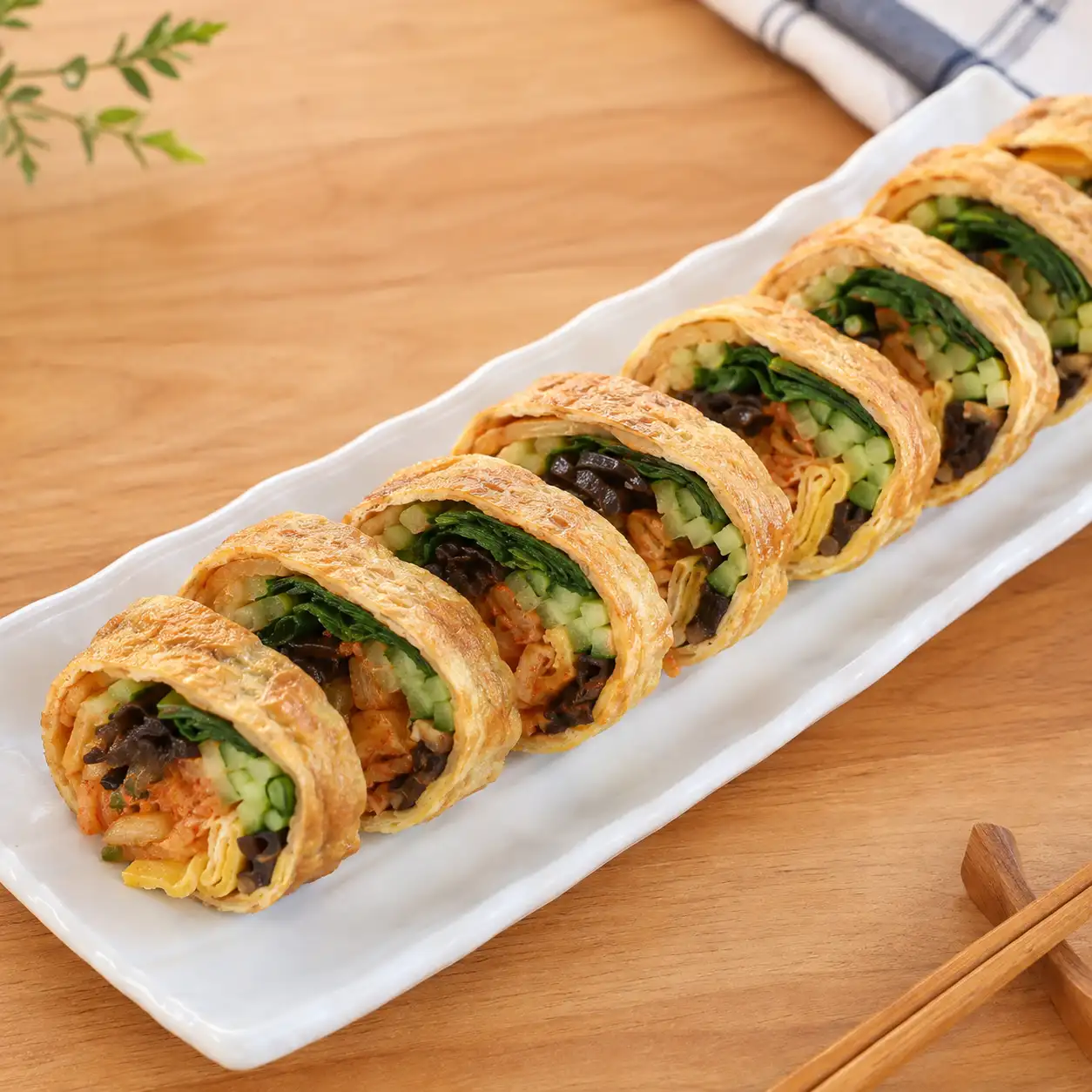 泡菜咖哩豆皮青江菜卷盤