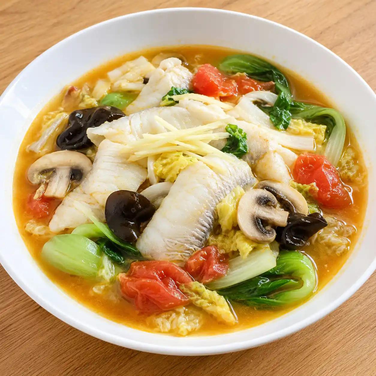 番茄咖哩魚片蘑菇青菜
