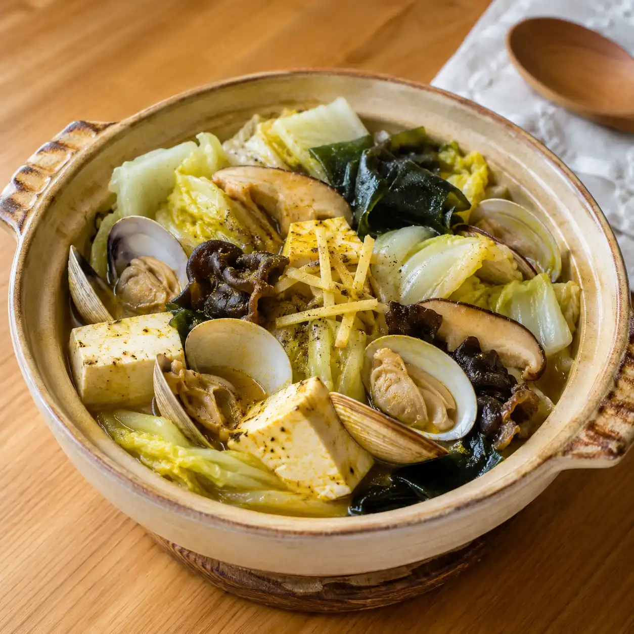 胡椒咖哩蛤蜊白菜豆腐鍋盤