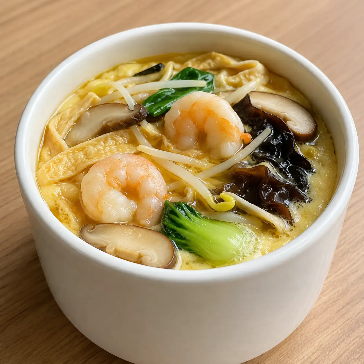 咖哩豆皮蝦仁蒸蛋盅