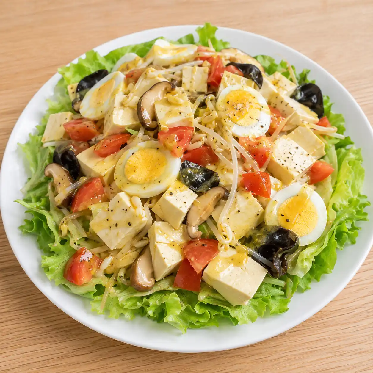 胡椒咖哩雞蛋豆腐生菜冷盤