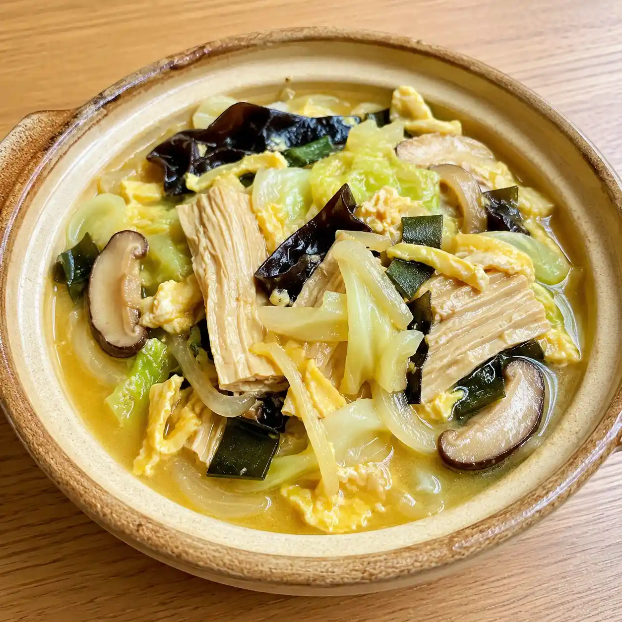 味噌咖哩豆皮高麗菜燒