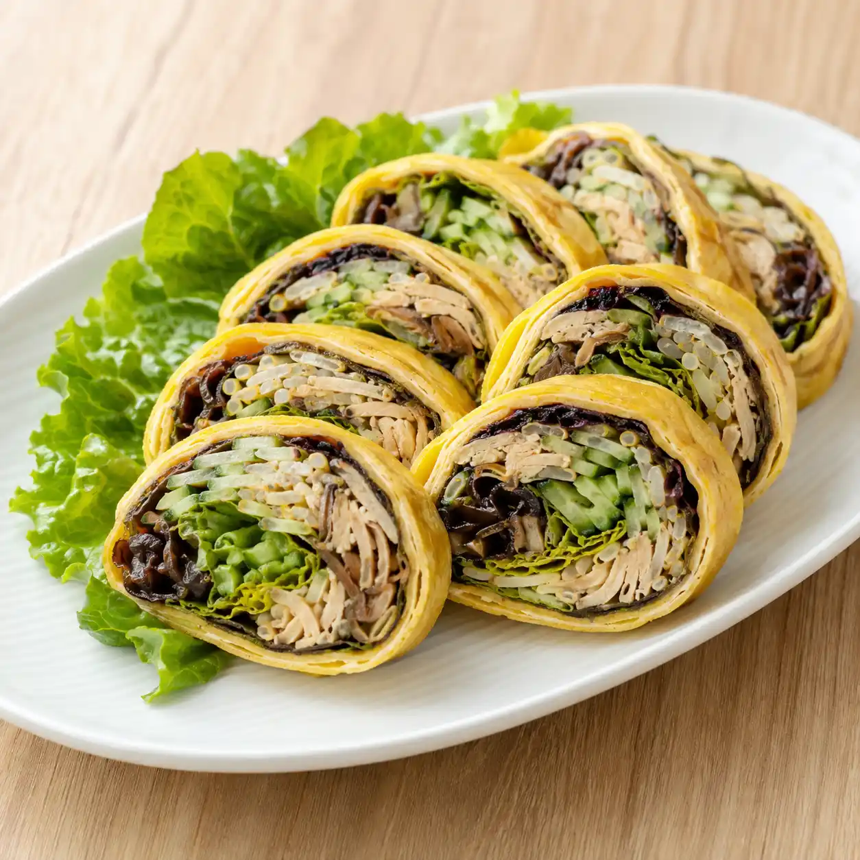昆布味噌咖哩雞胸紫菜蛋捲盤