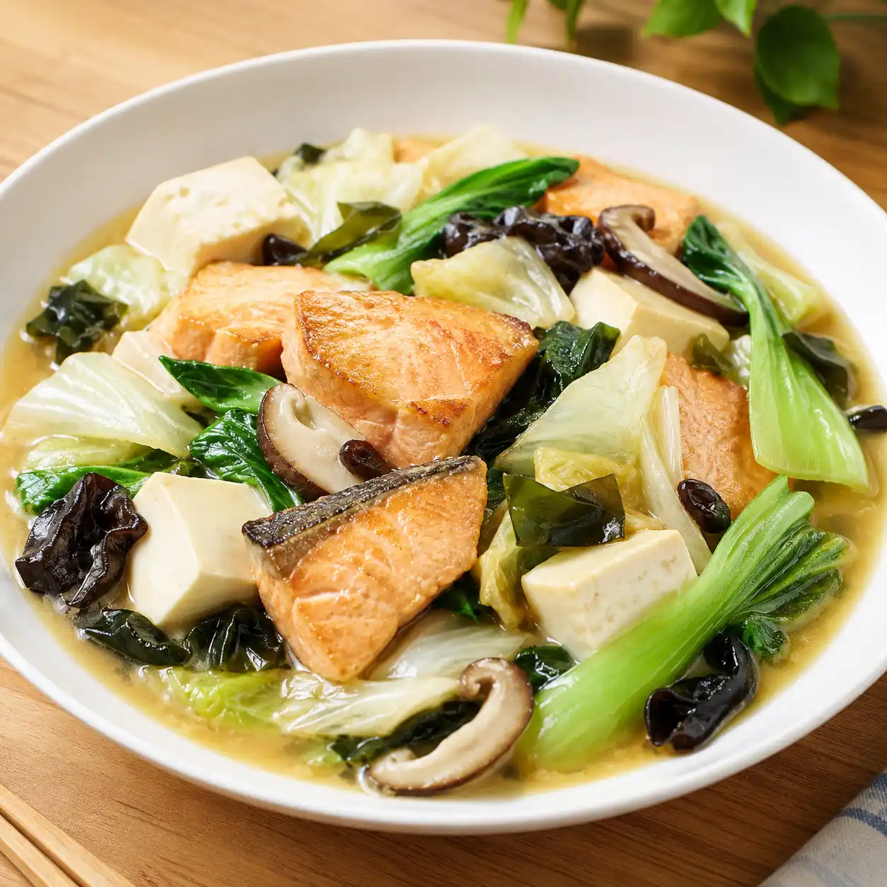 和風咖哩鮭魚青江菜豆腐燴