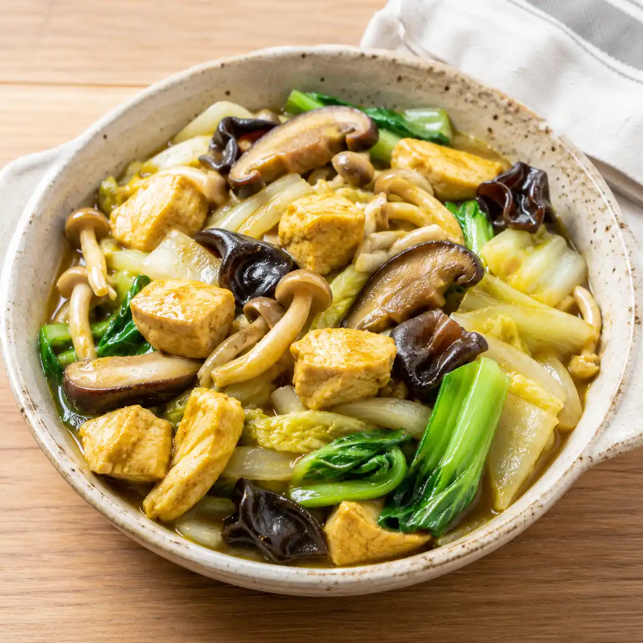 昆布咖哩雞胸雙菇青菜燒