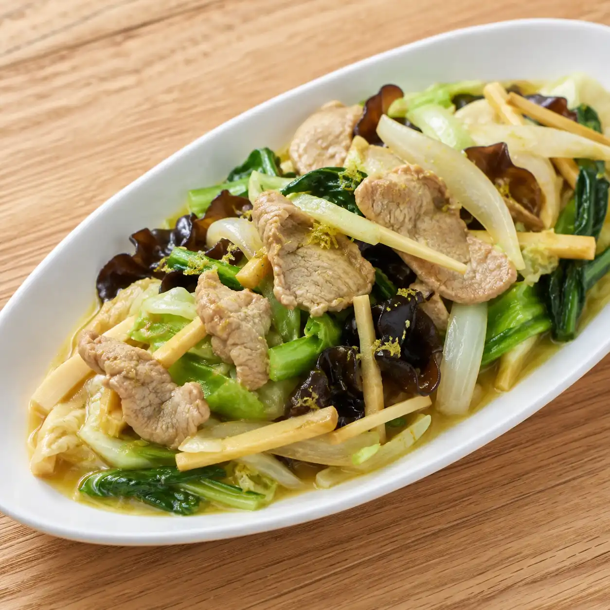 香茅咖哩瘦肉筍絲木耳炒