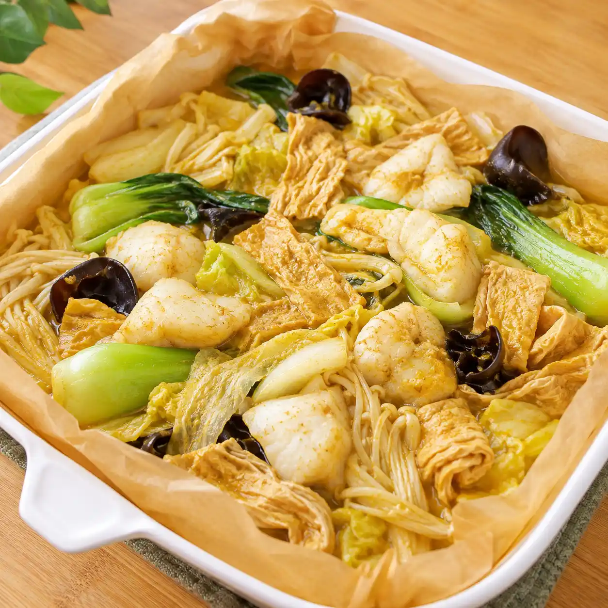 咖哩魚片豆皮白菜烤盤
