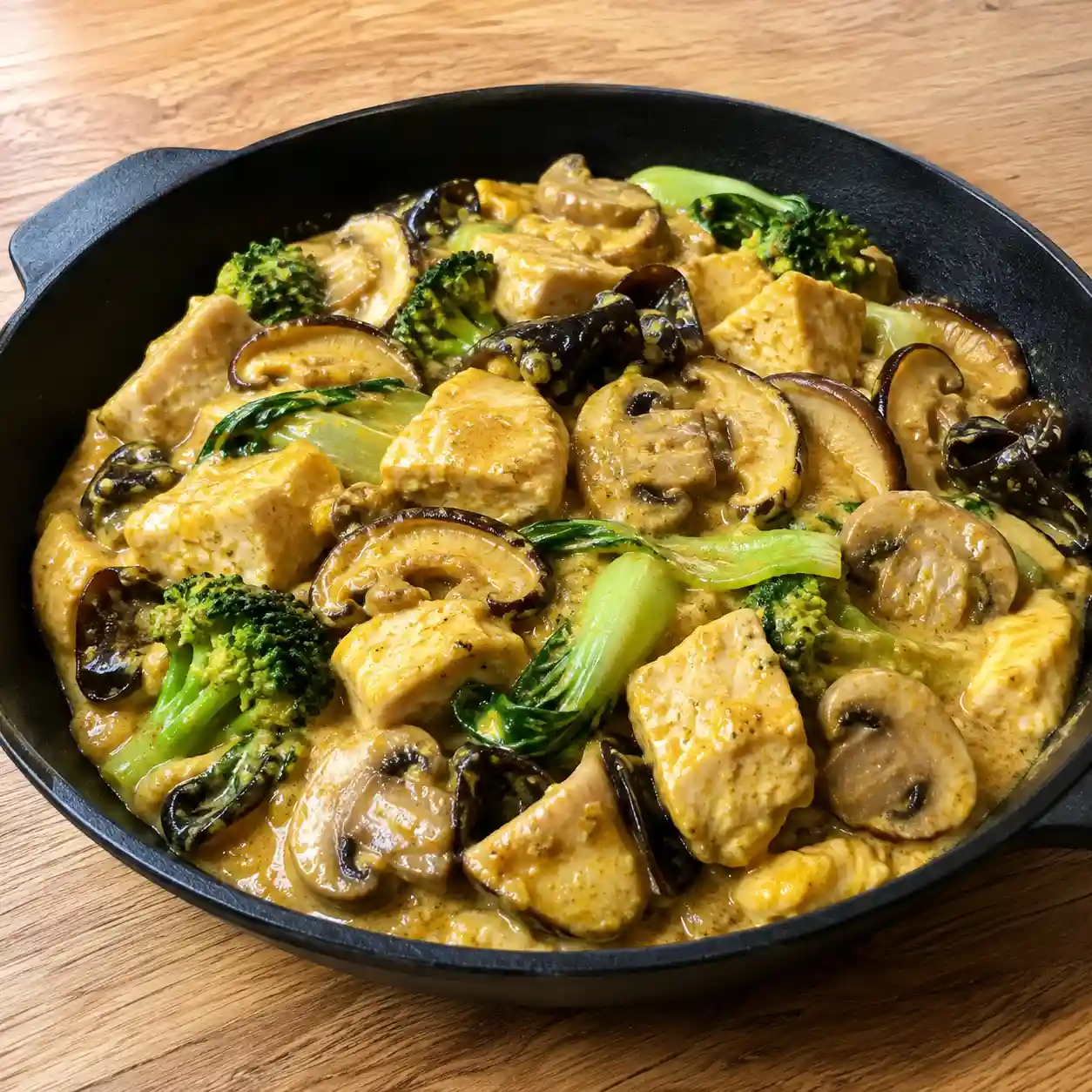 豆腐濃咖哩雞胸蘑菇