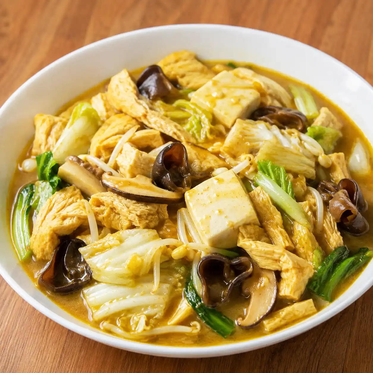 豆腐咖哩豆皮木耳白菜