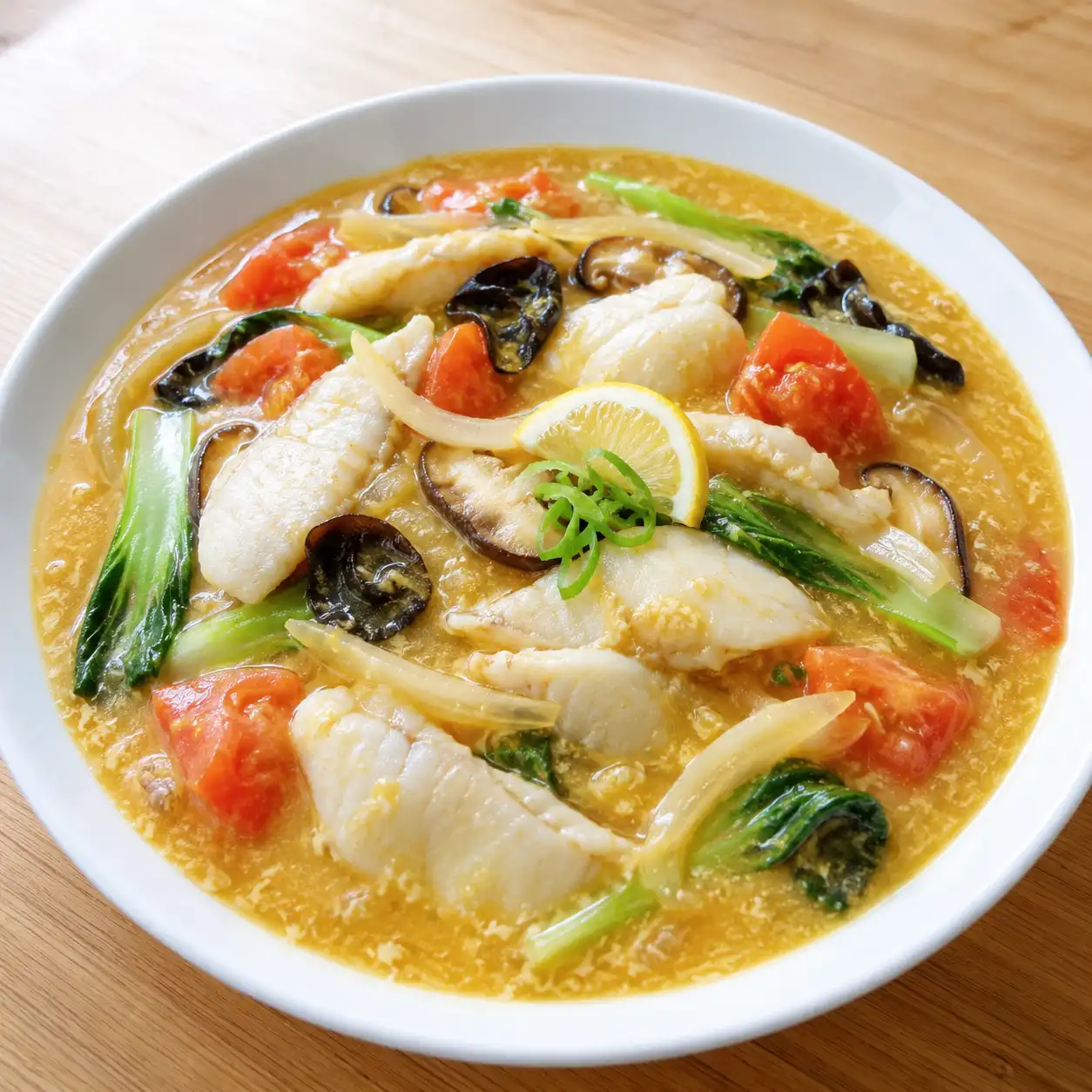 豆腐咖哩魚片番茄盤