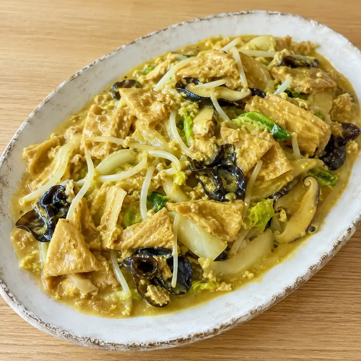 豆腐咖哩豆皮豆芽盤