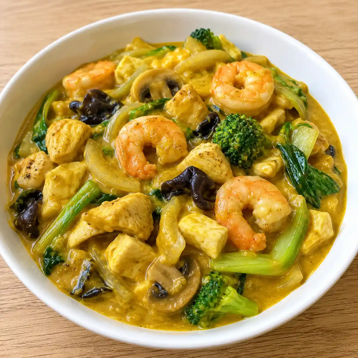 豆腐咖哩雙蛋白雞胸蝦仁