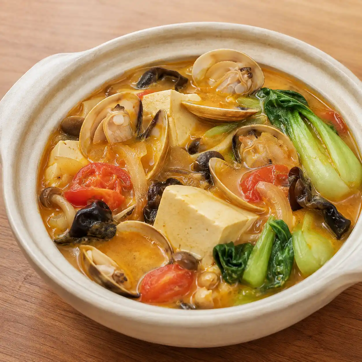 豆腐咖哩蛤蜊番茄豆腐煲