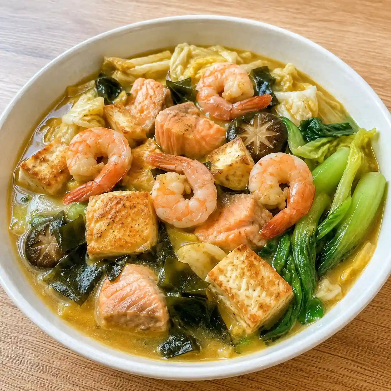 昆布咖哩鮭魚豆腐蝦仁煮