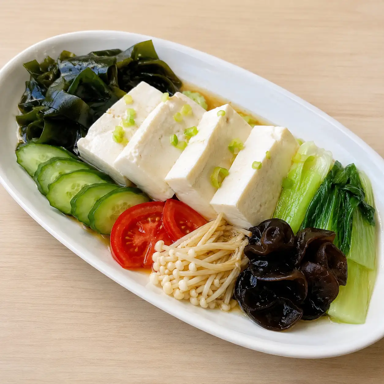 鹽麴豆腐海帶芽盤