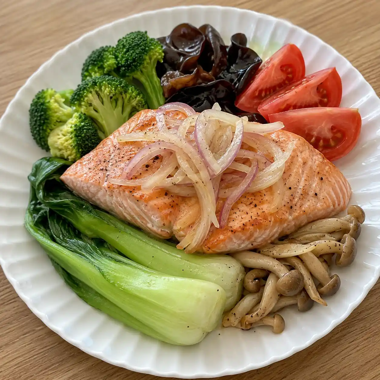 醋漬洋蔥鮭魚青江菜