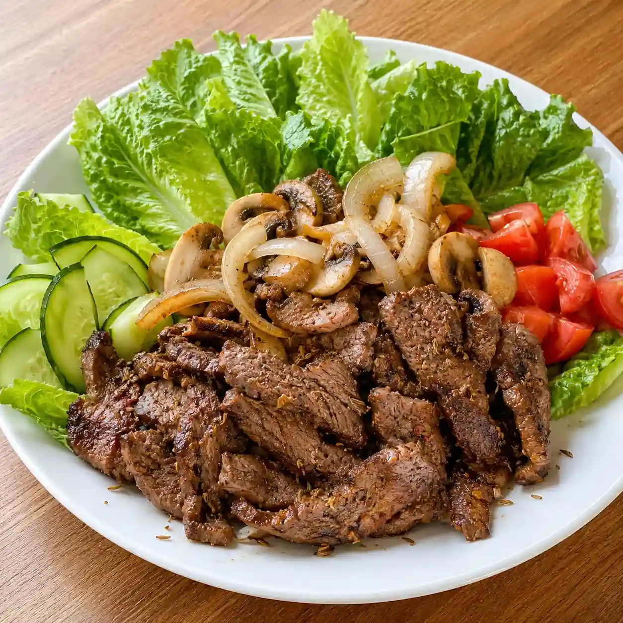 中東孜然乾醃牛肉生菜盤