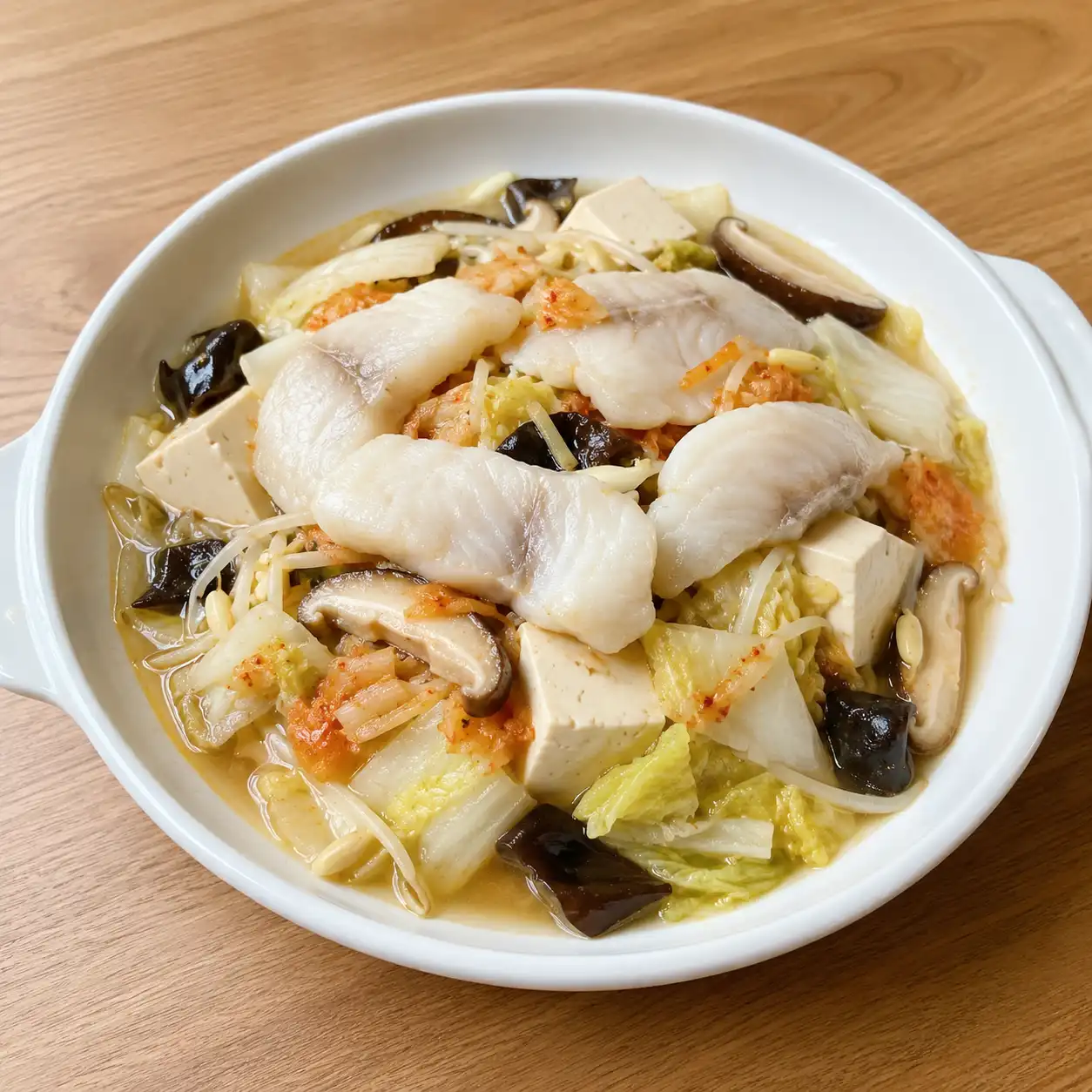 泡菜魚片豆腐白菜盤