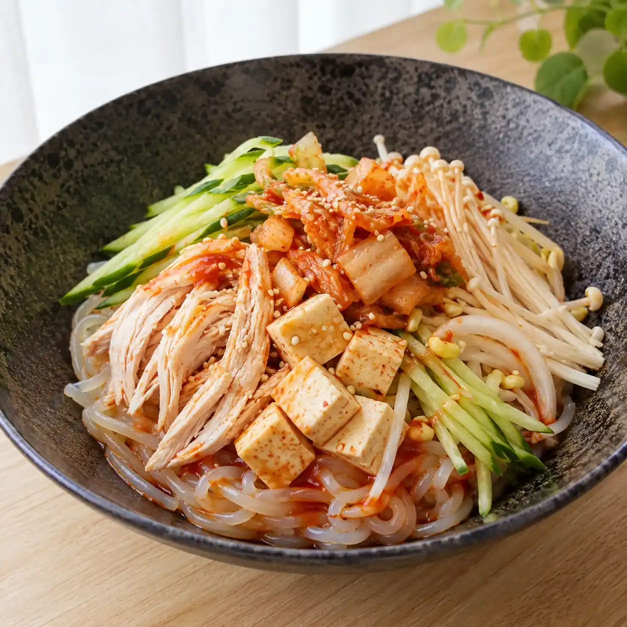 韓式泡菜雞豆蒟蒻冷拌麵