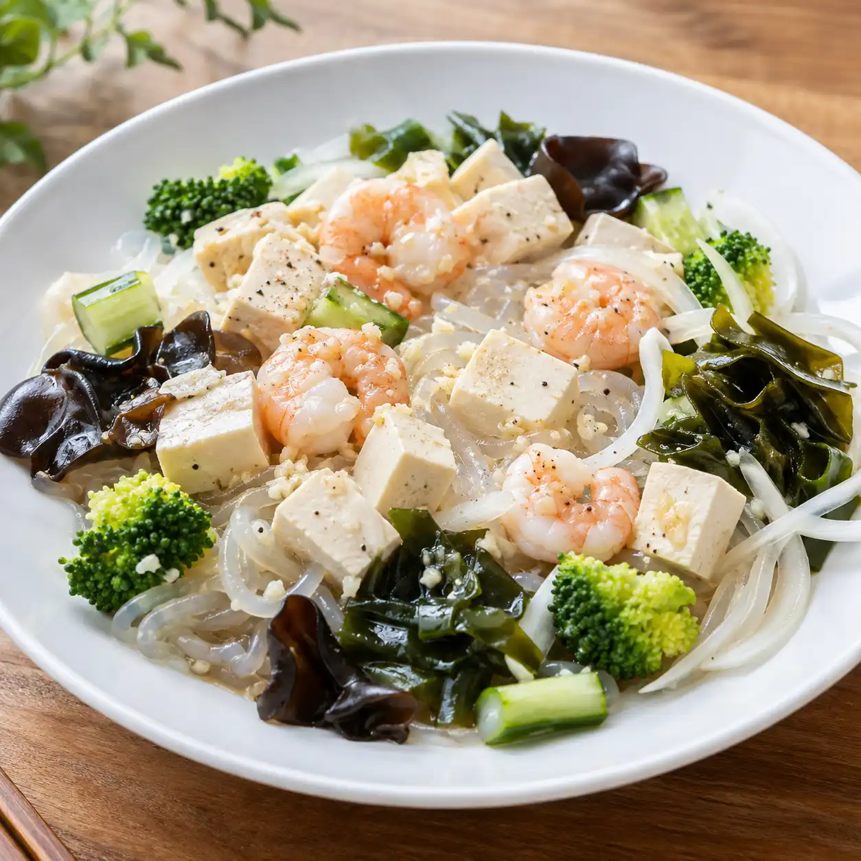 椒鹽豆腐蝦仁蒟蒻冷拌
