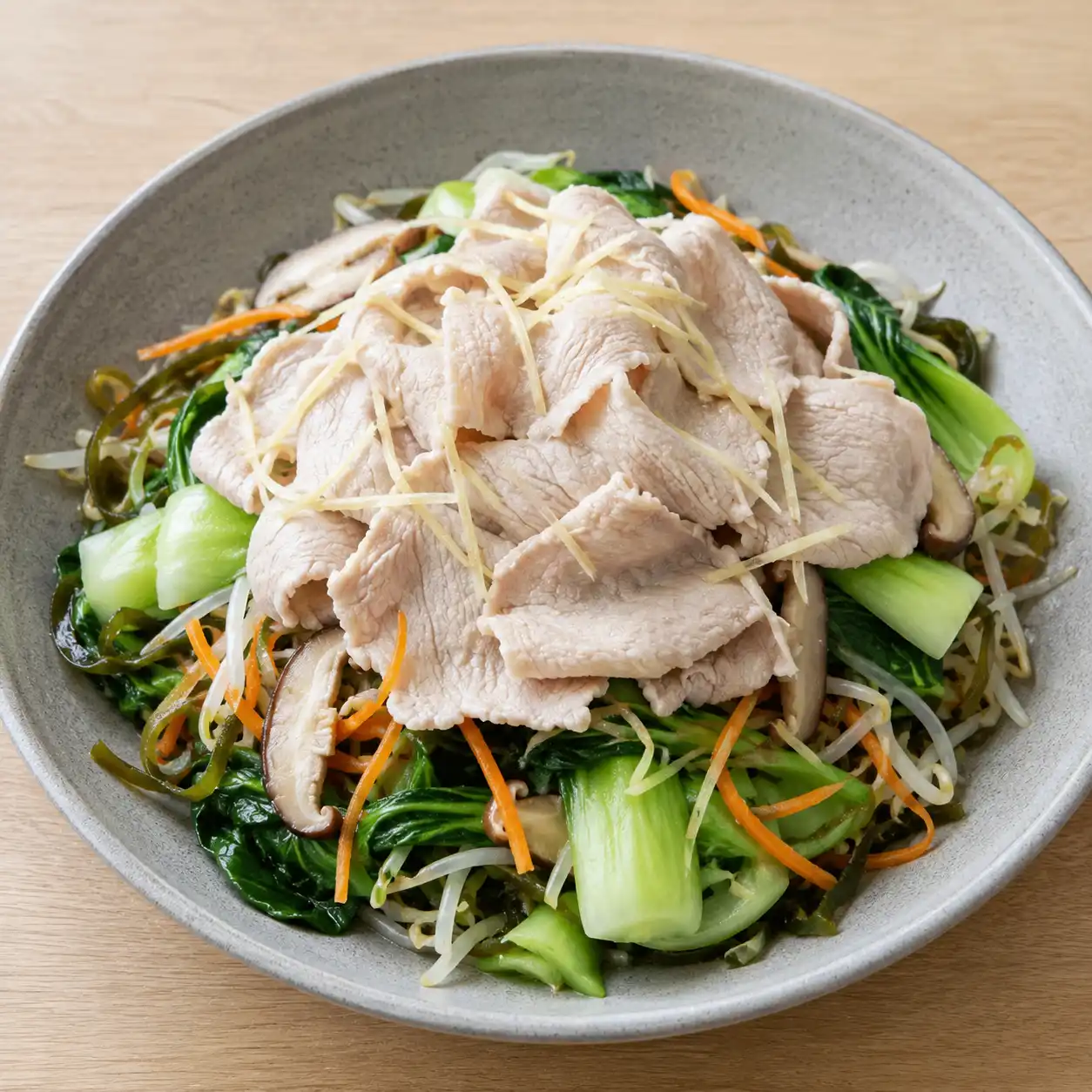 薑絲豬肉青江菜冷拌