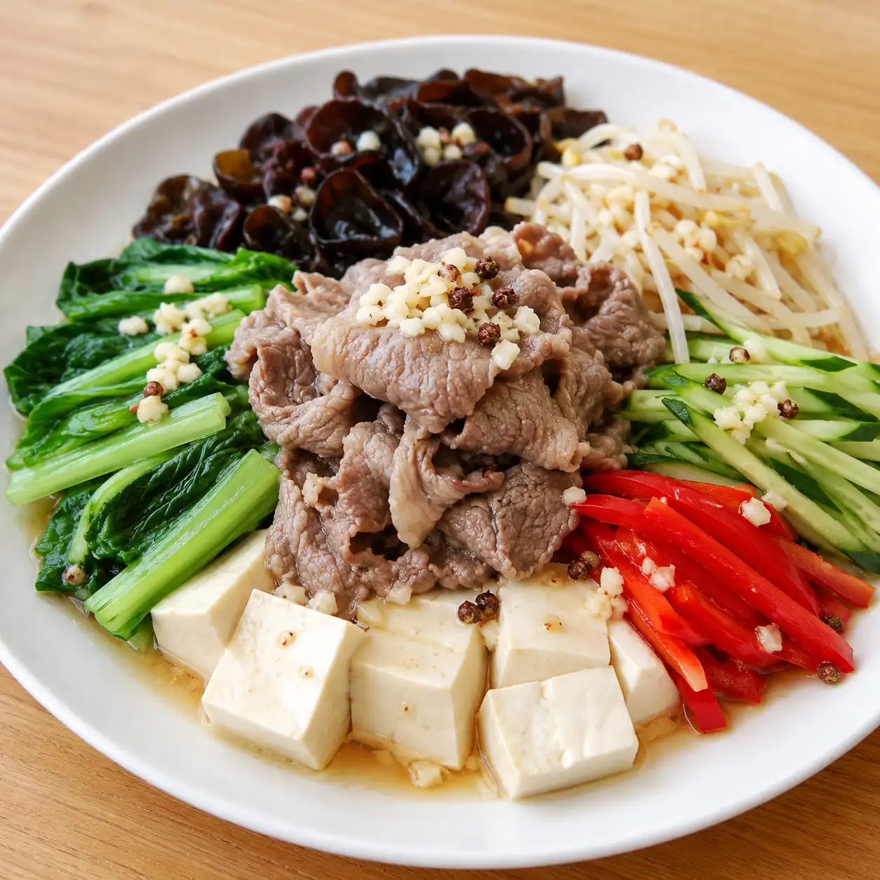 花椒醋拌牛肉豆腐菜盤