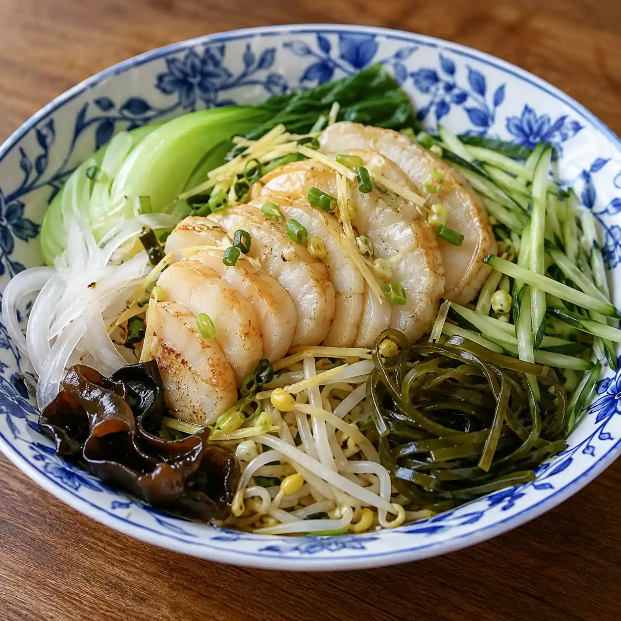 薑蔥干貝豆芽海帶冷拌