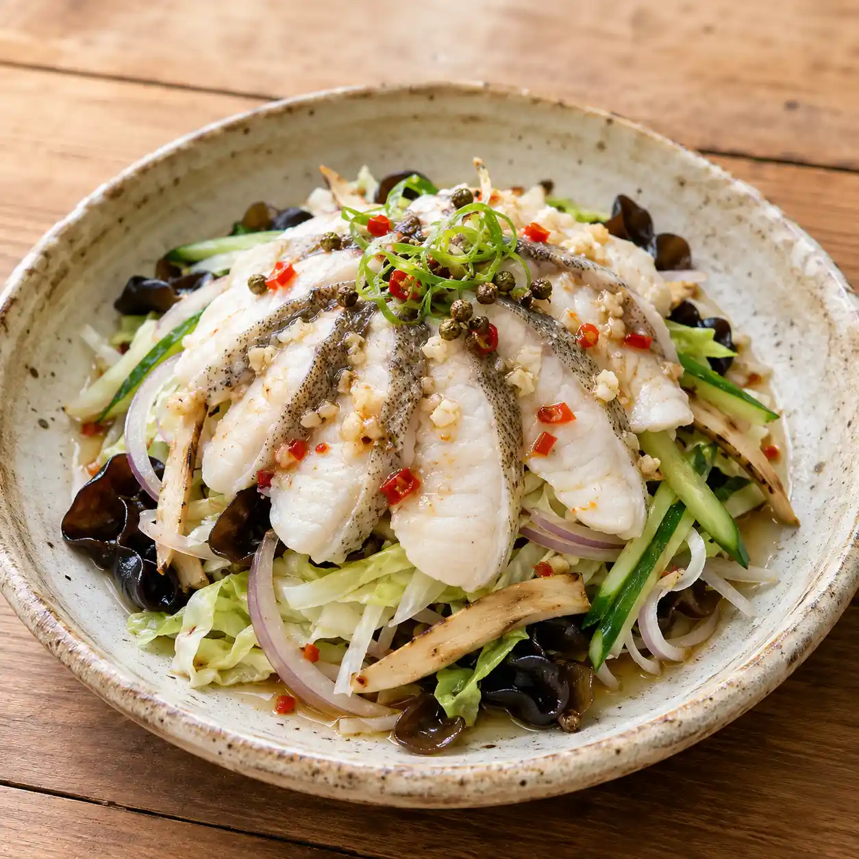椒麻鱸魚片高麗菜冷拌