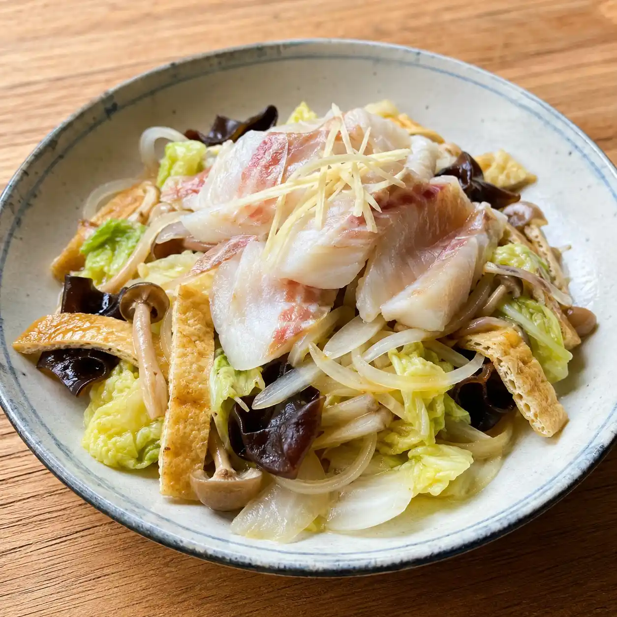 味噌薑香魚片白菜豆皮拌