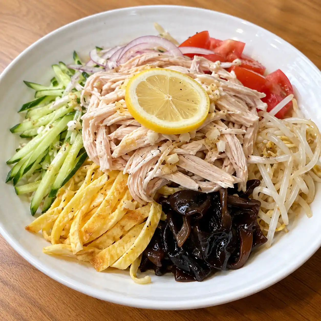 檸檬雞絲蛋皮高纖冷拌