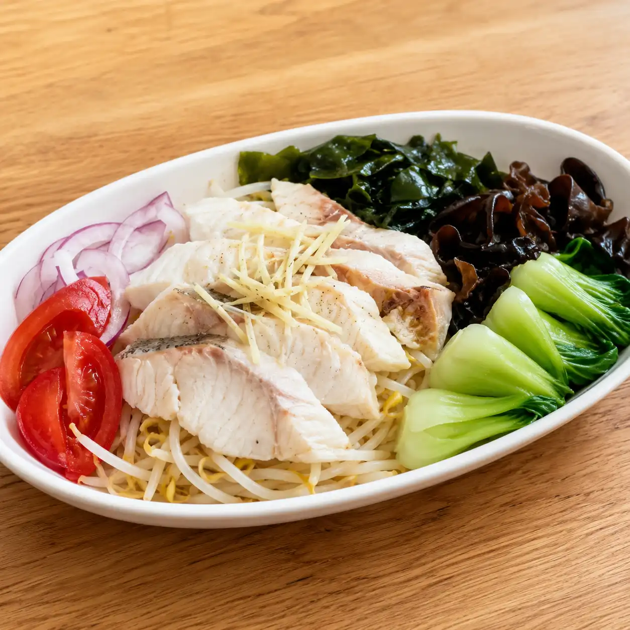 薑絲鯛魚豆芽沙拉碗