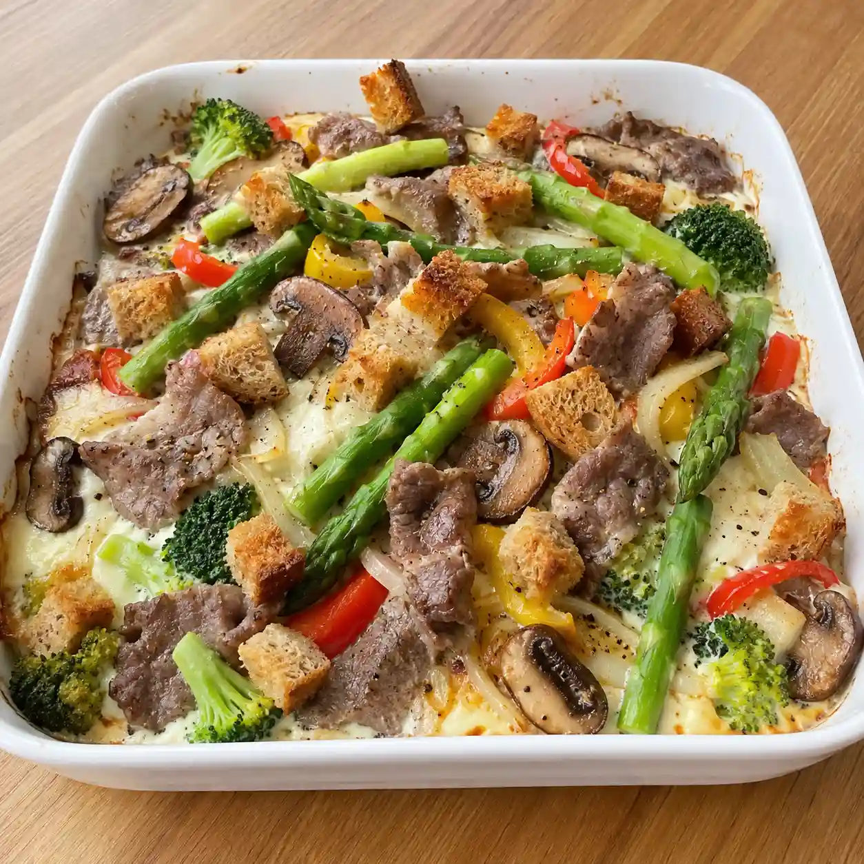 牛肉蘆筍蘑菇黑胡椒焗烤盤