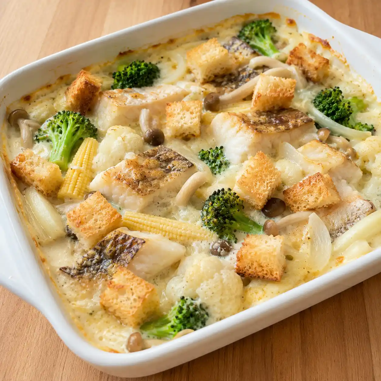 鯛魚豆乳青花菜白醬感焗烤盤