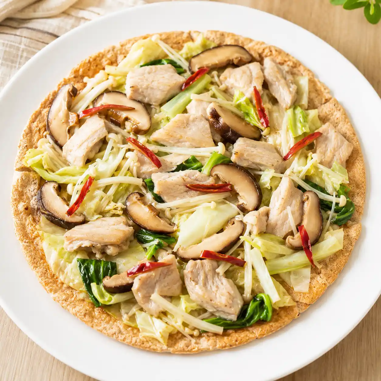 藥膳香菇雞肉薄底披薩