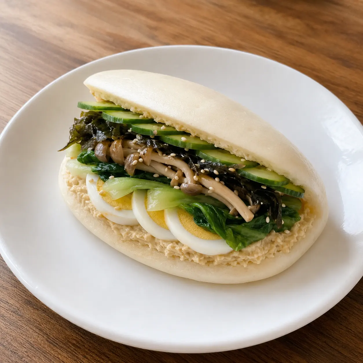 味噌豆腐蛋半饅頭夾