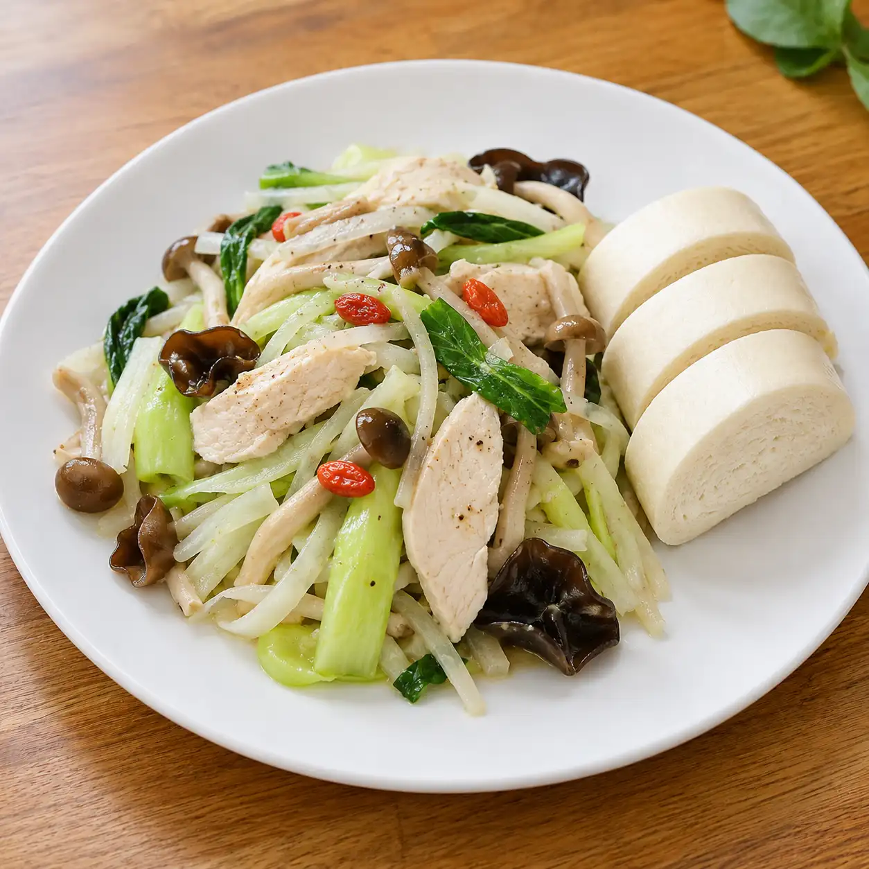 藥膳胡椒雞肉菇菜餡盤